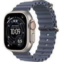 Apple Watch Ultra 3 GPS + Cellular - 49 mm - Natuurlijke titanium kast - Ankerblauwe OceanBand-armband