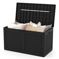 380 L Tuinbox met Wielen Waterdichte Kussenbox incl. Deksel Opbergbox Zwart