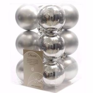 Elegant Christmas kerstboom decoratie kerstballen zilver 12 stuks - Kerstbal