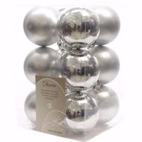 Elegant Christmas kerstboom decoratie kerstballen zilver 12 stuks - Kerstbal - thumbnail