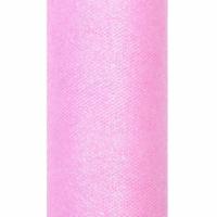 Glitter tule stof - roze - 15 x 900 cm - hobbyartikelen/knutselspullen