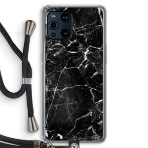Zwart Marmer 2: Oppo Find X3 Pro Transparant Hoesje met koord