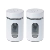 Excellent Houseware Peper / Zoutstrooier - 2x - glas - wit - 94 ml - Kruidenstrooier - Specerijen po