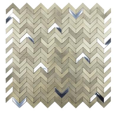 Mozaïek tegels Surfaces Delta Goud 28,1x28,3 - Visgraat Wandtegels Metaal