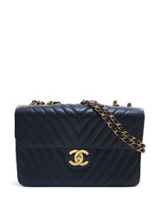 CHANEL Pre-Owned sac porté épaule à matelassage chevrons (1992) - Noir