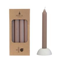 Potlood kaarsen set 4 stuks dia. 2.2 x H 20 cm taupe - Hortus Potlood kaarsen set 4 stuks dia. 2.2 x H 20 cm taupe - Hortus