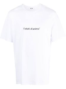 MSGM t-shirt en coton à slogan imprimé - Blanc