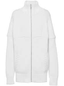 Prada cardigan en coton à fermeture zippée - Blanc