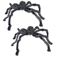 Grote horror decoratie harige spin - 2x - 90 cm - Halloween thema versiering - enge beestjes Grote horror decoratie harige spin - 2x - 90 cm - Halloween thema versiering - enge beestjes