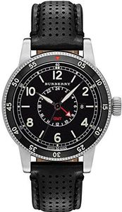 Horlogeband Burberry BU7854 Leder Zwart 20mm