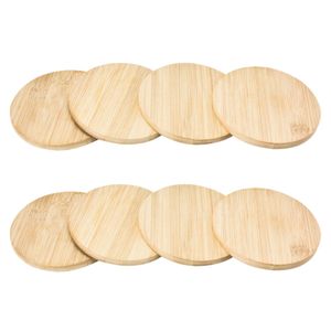 Set van 8 glazenonderzetters bamboe hout 10 cm