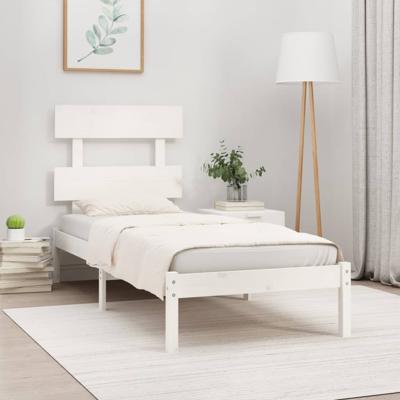 Bedframe massief hout wit 90x200 cm
