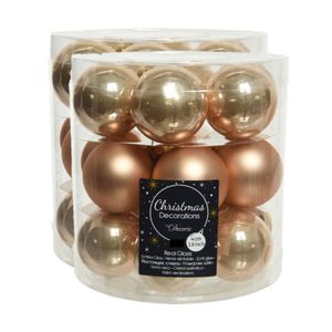 54x stuks kleine glazen kerstballen toffee bruin 4 cm mat/glans