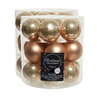 54x stuks kleine glazen kerstballen toffee bruin 4 cm mat/glans