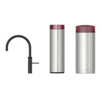 Quooker Fusion Round Keukenkraan Set - Kokend Warm- en Koud Water - Zwart - met COMBI+ Reservoir & CUBE - Direct Gekoeld Bruisend Water