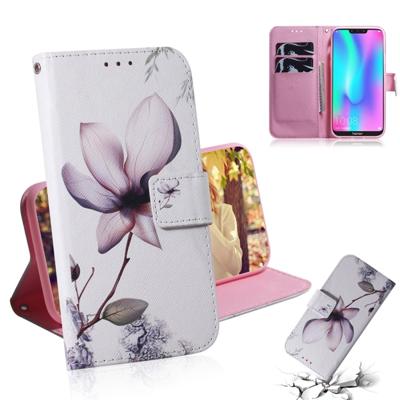 Magnolia bloem patroon gekleurde tekening horizontale Flip lederen case voor Huawei Honor quater met houder & card slots & portemonnee