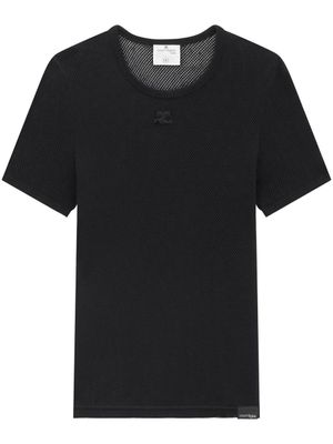 Courrèges t-shirt à col rond - Noir