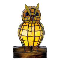 HAES DECO - Tiffany Tafellamp Uil Geel 15x12x22 cm Fitting E14 / Lamp max 1x40W