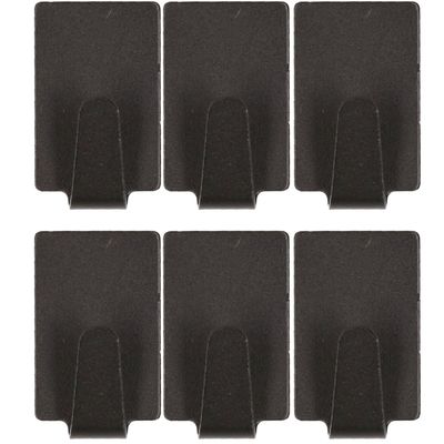Zelfklevende haakjes zwart rvs keuken/badkamer/kleding/ophang - set 6x