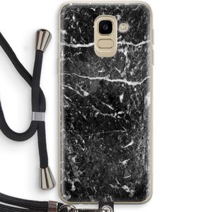 Zwart marmer: Samsung Galaxy J6 (2018) Transparant Hoesje met koord