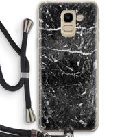 Zwart marmer: Samsung Galaxy J6 (2018) Transparant Hoesje met koord