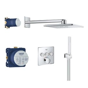 GROHE SmartControl Regendoucheset Inbouw - hoofddouche rechthoekig 31cm - 2 functies - handdouche staaf 1 stand - chroom 34712000