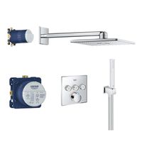 GROHE SmartControl Regendoucheset Inbouw - hoofddouche rechthoekig 31cm - 2 functies - handdouche staaf 1 stand - chroom 34712000 - thumbnail