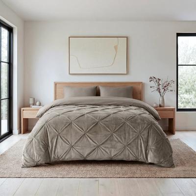 1+1 Gratis Wasbaar Lazy Dekbed Zonder Overtrek - Zonder Overtrek - Velvet Pintuck - Zand - Dekbed-Discounter.nl