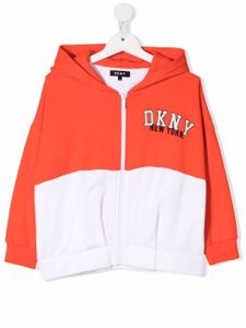 Dkny Kids hoodie zippé à logo imprimé - Orange