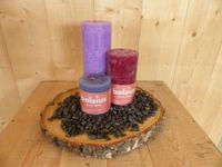 Kaarsen set Bolsius 3 stuk paars, donkergrood en grijs blauw met zwarte steentjes - Warentuin Mix - thumbnail