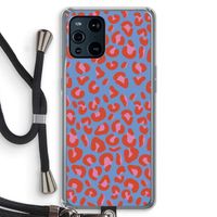 Leopard blue: Oppo Find X3 Transparant Hoesje met koord