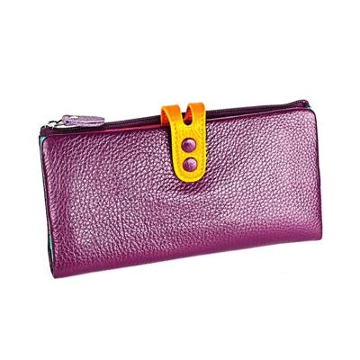 3572 Litchi textuur lederen rits Lady portemonnee grote-capaciteit portemonnee (paars)