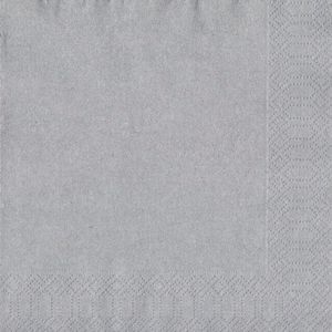 40x Kerst servetten zilver unikleur 33 x 33 cm