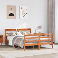 Bedframe zonder matras massief grenenhout wasbruin 135x190 cm