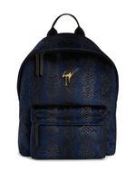 Giuseppe Zanotti sac à dos Bud à effet peau de serpent - Bleu