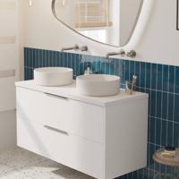 Saqu Lima voorgemonteerd badmeubel incl. afdekblad met rvs greep 120cm mat wit
