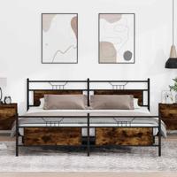 Bedframe zonder matras metaal gerookt eikenkleurig 193x203 cm