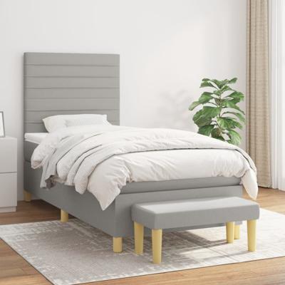 Boxspring met matras stof lichtgrijs 90x190 cm