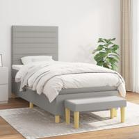 Boxspring met matras stof lichtgrijs 90x190 cm