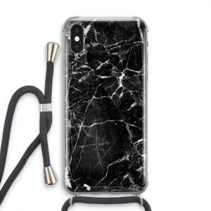 Zwart Marmer 2: iPhone XS Transparant Hoesje met koord