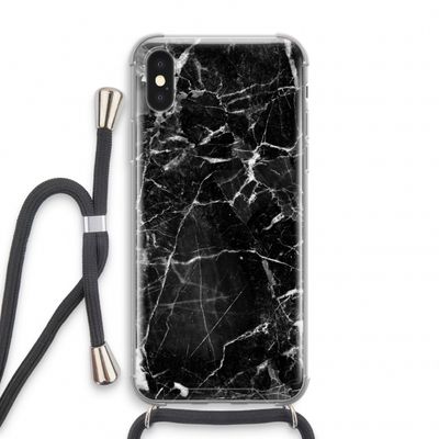 Zwart Marmer 2: iPhone XS Transparant Hoesje met koord