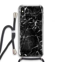 Zwart Marmer 2: iPhone XS Transparant Hoesje met koord