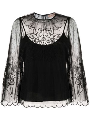 TWINSET blouse superposée à design colour block - Noir