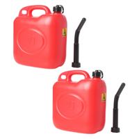 Jerrycan - 2x stuks - rood - 10 liter - benzinetank - brandstof tank - diesel - benzine