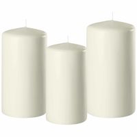 3x stuks ivoor witte stompkaarsen 10-12-15 cm