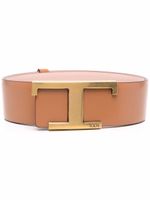 Tod's ceinture en cuir à plaque logo - Marron