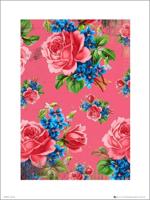 Kunstdruk Vintage Flowers Pink 50x70cm - thumbnail