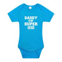 Daddy super hero geboorte cadeau / kraamcadeau romper blauw voor babys / jongens - thumbnail