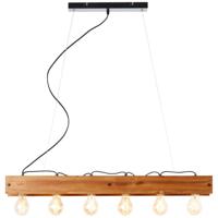 Brilliant Hanglamp Calandra 6-lichts zwart met houtbruin 99452/76