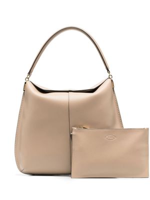 Tod's sac porté épaule à plaque T - Tons neutres